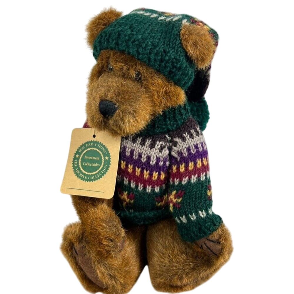 Boyds Bears Plush Bear 11" Knitted Sweater Beanie 1997 Waitsfield 94853 Bearwear